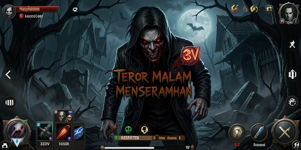Screenshot gameplay menakutkan dari 333V dengan suasana gelap.