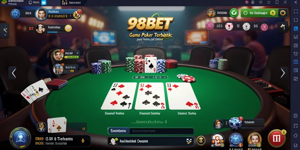 Tampilan gameplay Poker yang mendebarkan di 988BET.