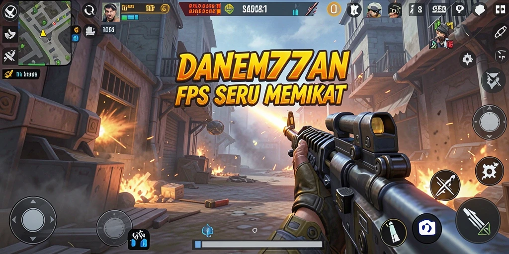 Tampilan gameplay intens dalam pertempuran FPS.