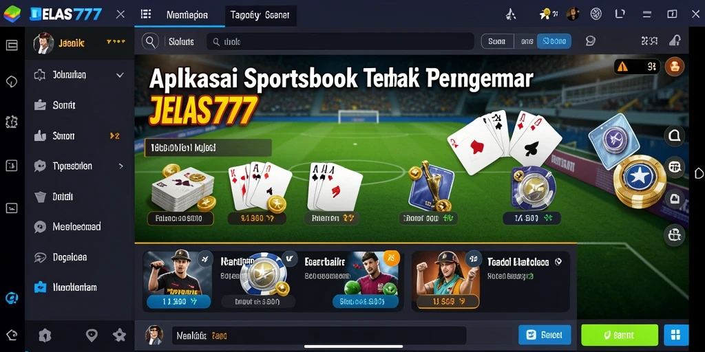 Tampilan utama aplikasi JELAS777 dengan fitur taruhan interaktif.