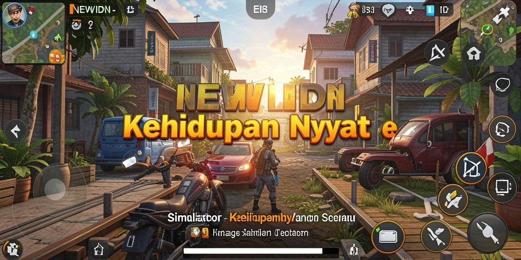 Tampilan gameplay menarik dari NEWIDN yang menunjukkan simulasi kehidupan sehari-hari.