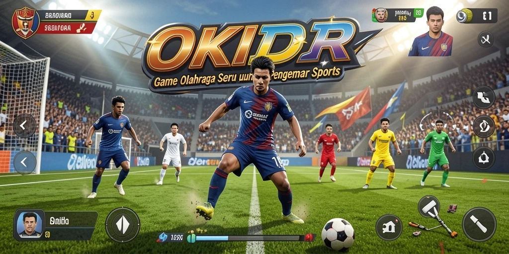 Screenshot utama OKIDR menampilkan gameplay olahraga yang seru dan interaktif.