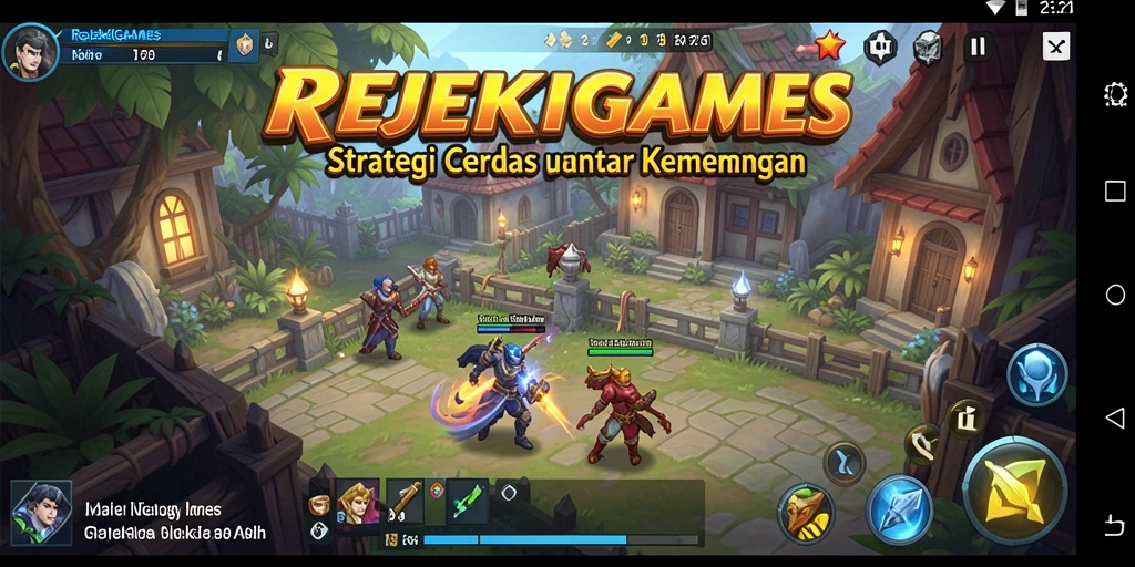 Screenshot gameplay REJEKIGAMES yang menampilkan pertempuran strategi.