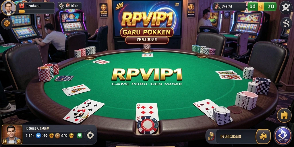 Screenshot gameplay Poker RPVIP1 menunjukkan suasana permainan yang penuh adrenalin.