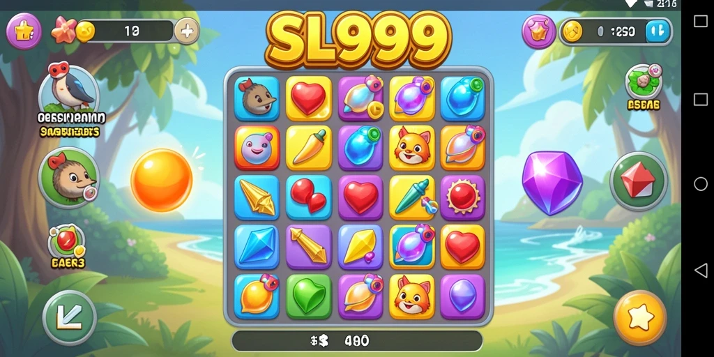 Gameplay seru SL999 dengan tantangan Match-3 yang berwarna.