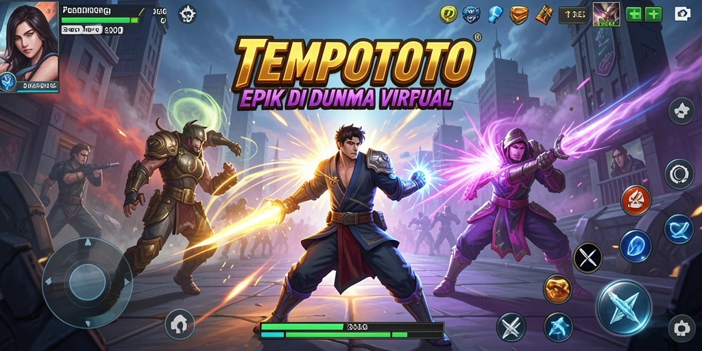 Tampilan seru gameplay TEMPOTOTO dalam pertarungan epik.