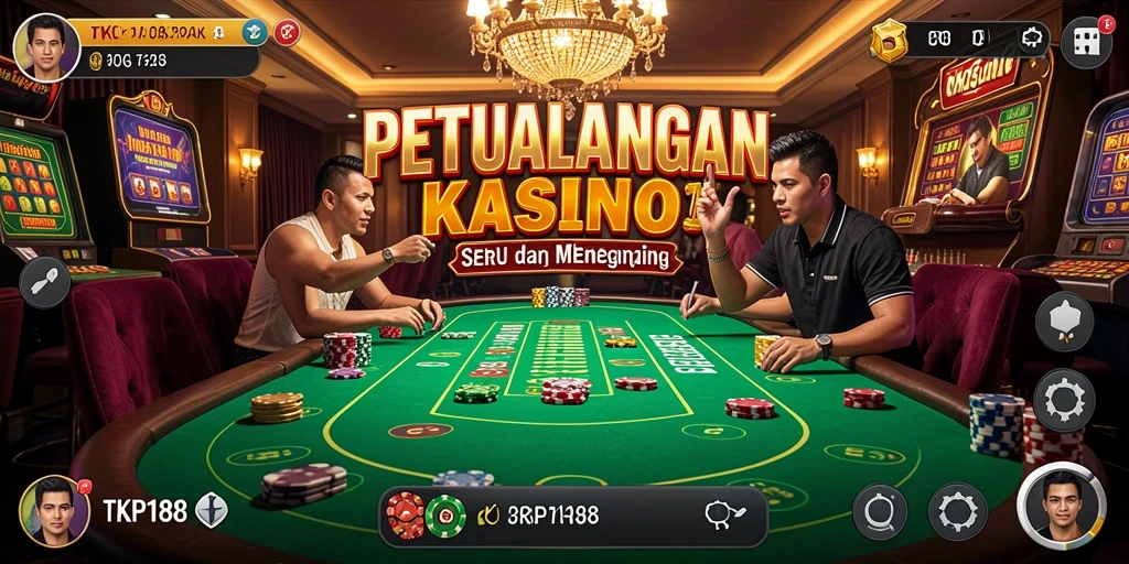 Screenshot gameplay TKP188 menampilkan suasana kasino yang mendebarkan.